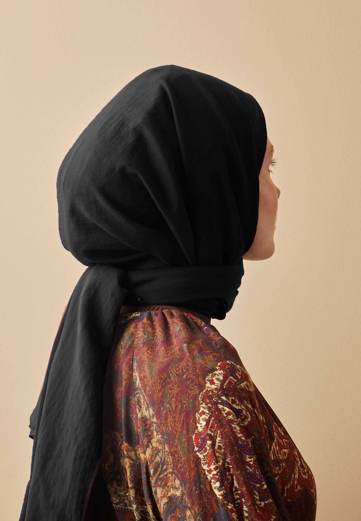 Baumwoll Crash Hijab Schwarz