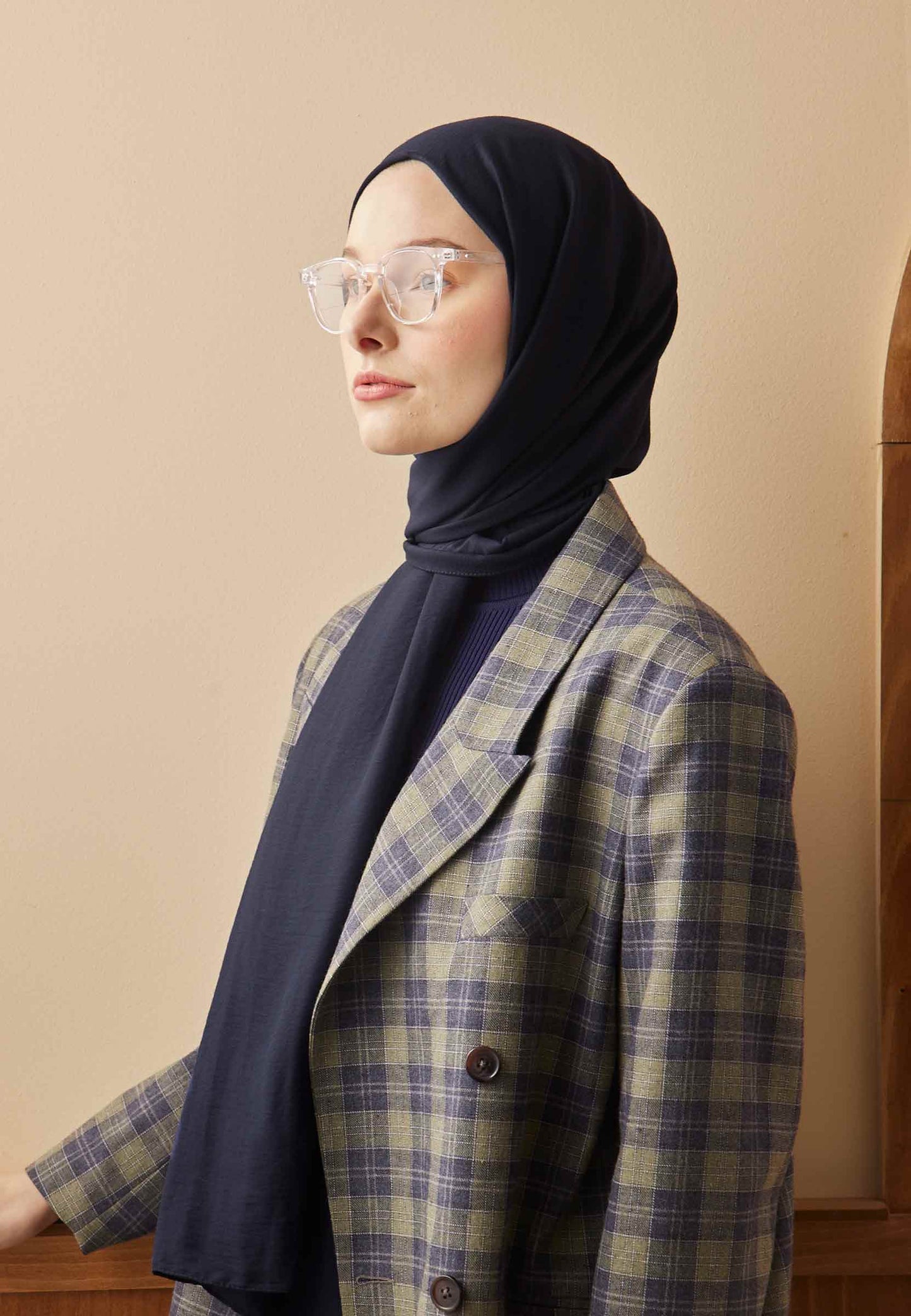 Baumwoll Crash Hijab Marineblau