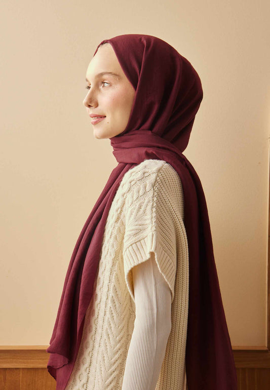 Baumwoll Crash Hijab Weinrot