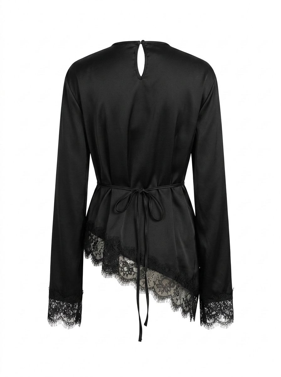 Satin Spitzen Bluse