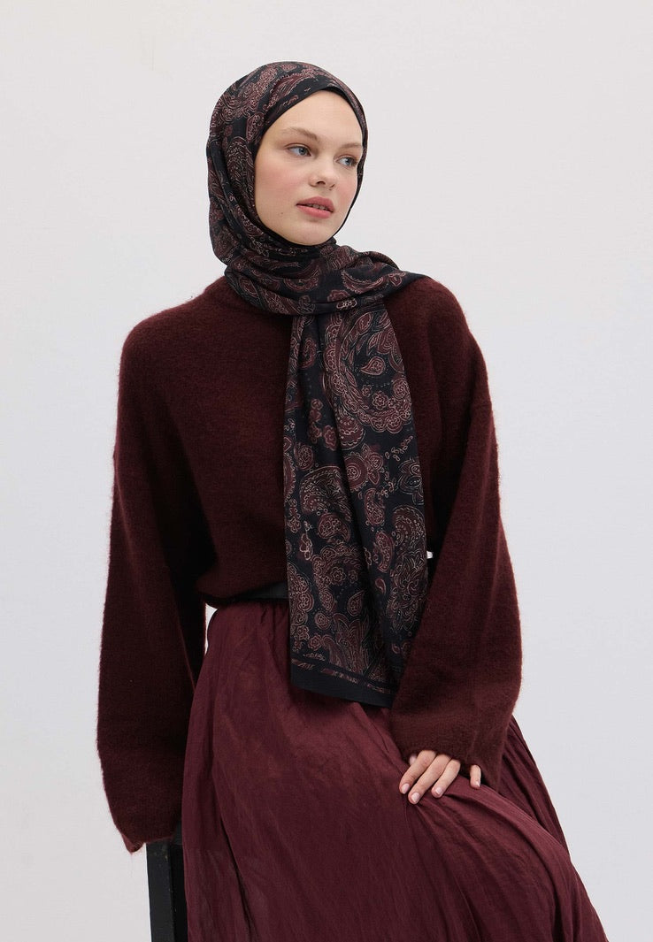 Freda Hijab mit Muster, Pflaume