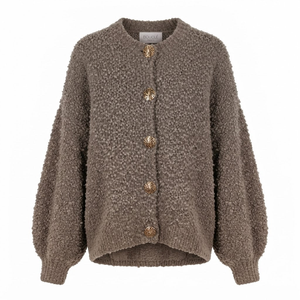 Bouclé-Strickjacke