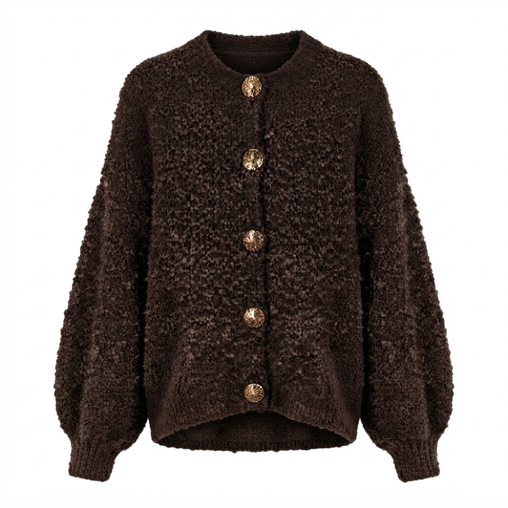 Bouclé-Strickjacke
