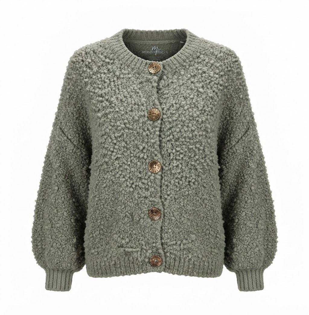 Bouclé-Strickjacke
