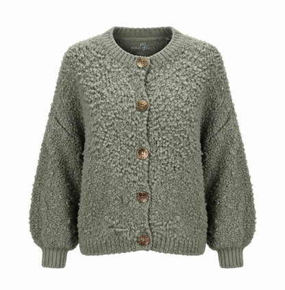 Bouclé-Strickjacke