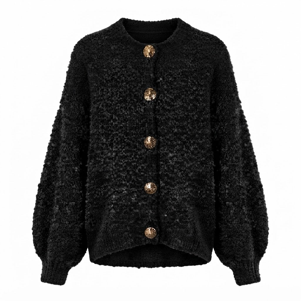 Bouclé-Strickjacke