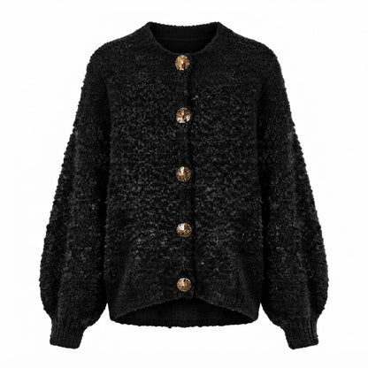 Bouclé-Strickjacke
