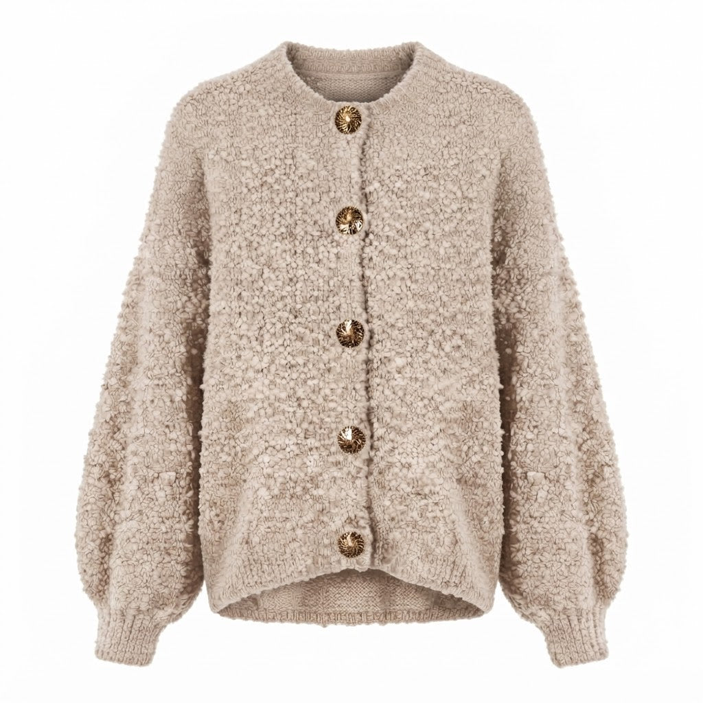 Bouclé-Strickjacke