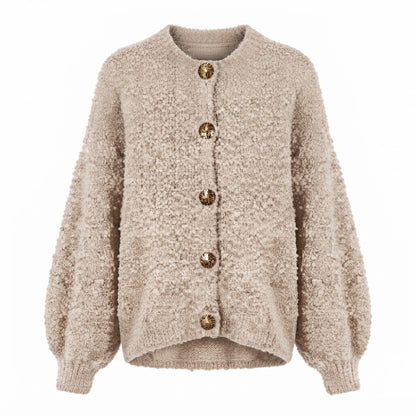 Bouclé-Strickjacke