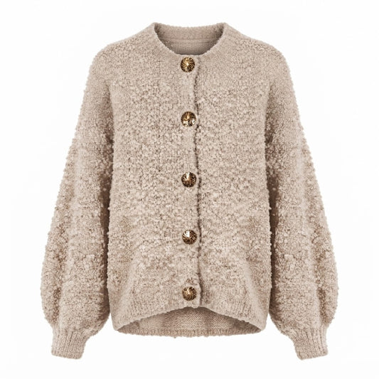 Bouclé-Strickjacke