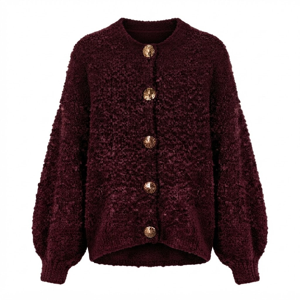 Bouclé-Strickjacke