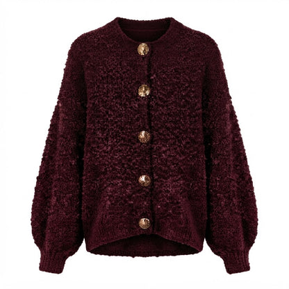 Bouclé-Strickjacke
