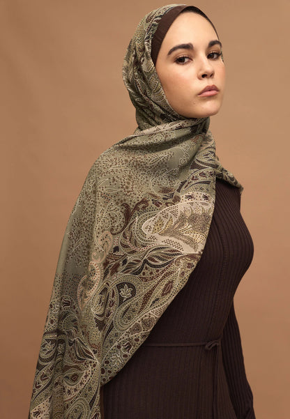 Elora gemusterter Hijab Militär Khaki