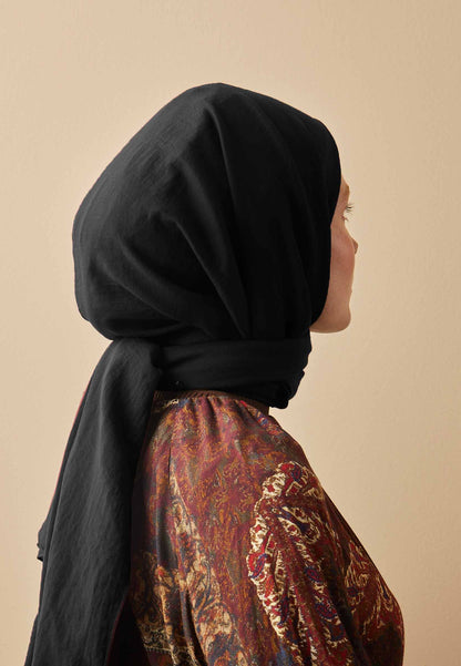 Baumwoll Crash Hijab Schwarz