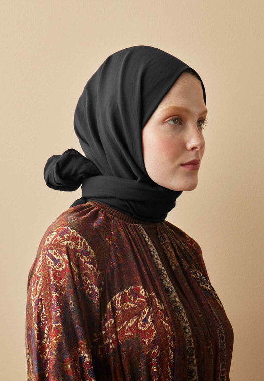 Baumwoll Crash Hijab Schwarz