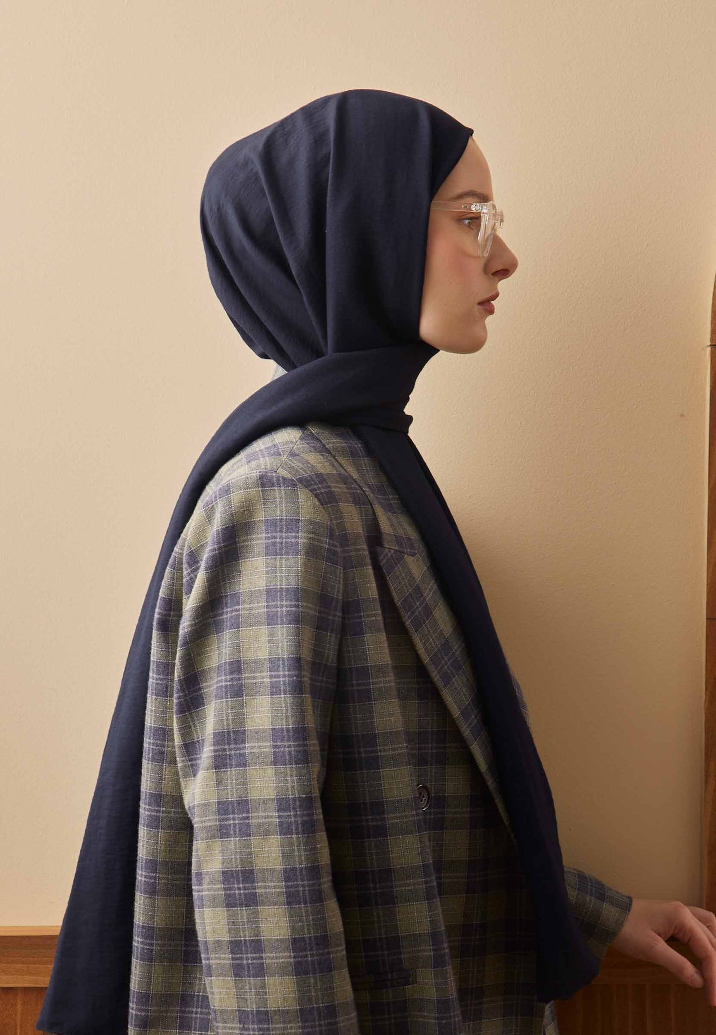 Baumwoll Crash Hijab Marineblau