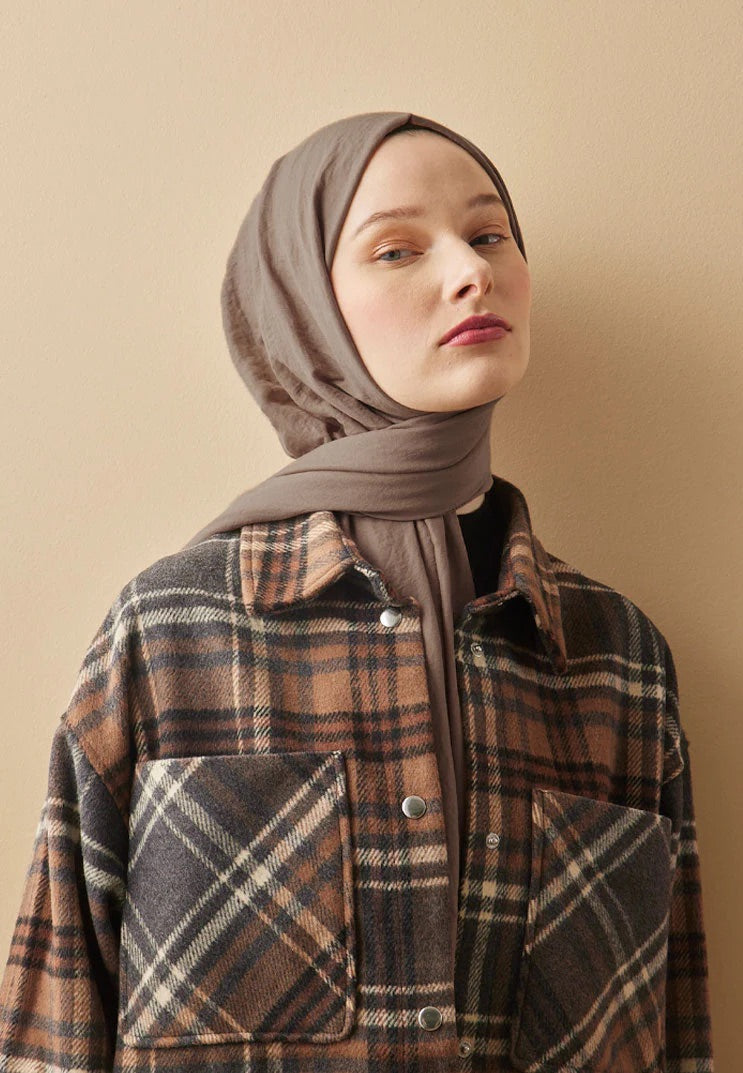 Baumwoll Crash Hijab Taupe