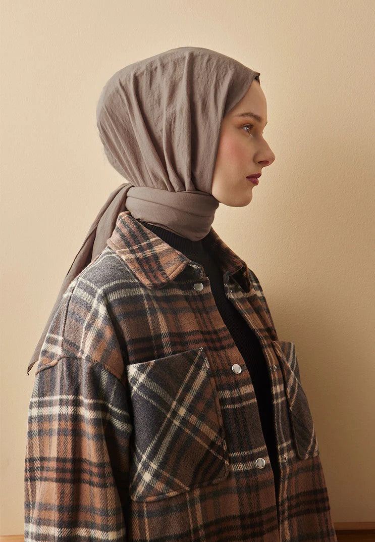 Baumwoll Crash Hijab Taupe