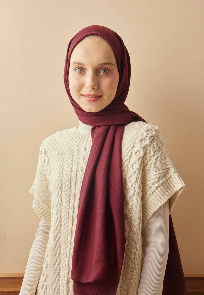 Baumwoll Crash Hijab Weinrot