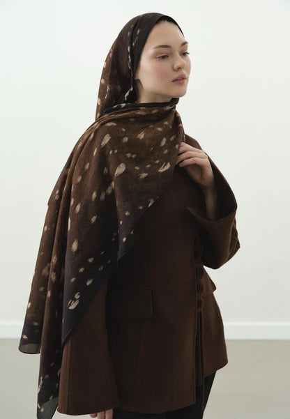Fawn Pattern Cotton Viscose Hijab Brown