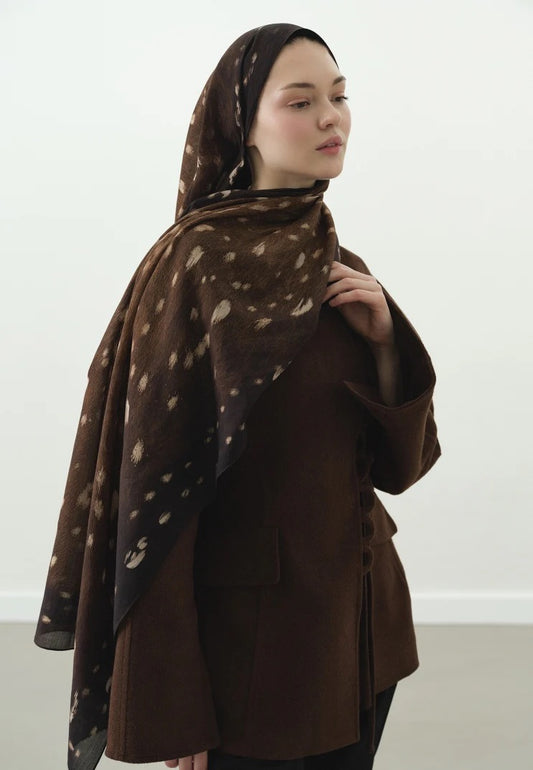 Fawn Pattern Cotton Viscose Hijab Brown