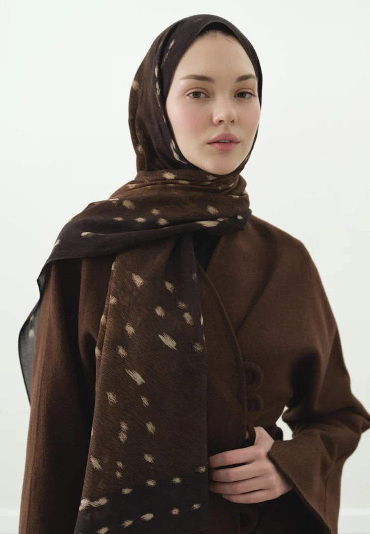 Fawn Pattern Cotton Viscose Hijab Brown