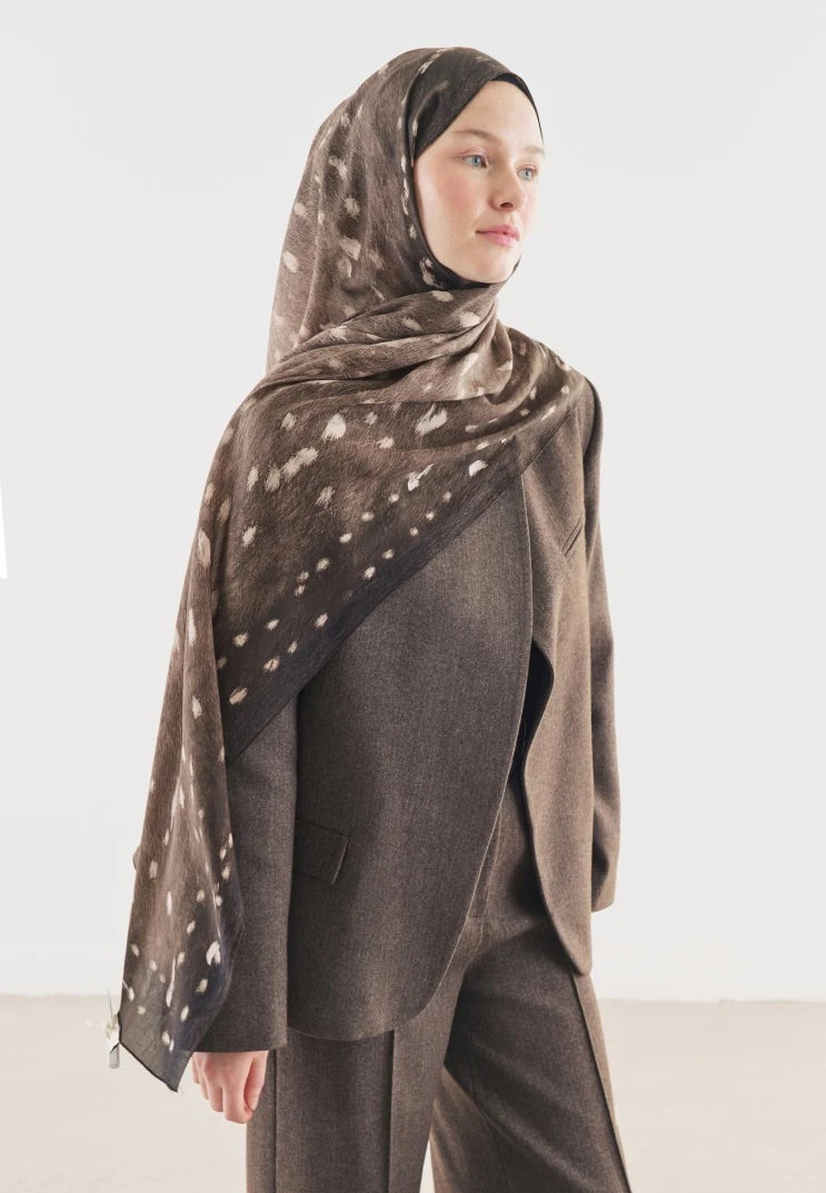 Fawn Pattern Cotton Viscose Hijab Taupe