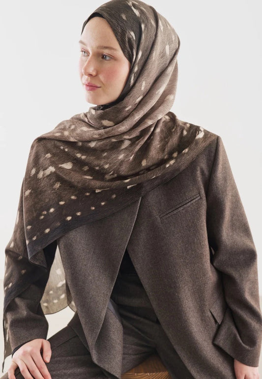 Fawn Pattern Cotton Viscose Hijab Taupe