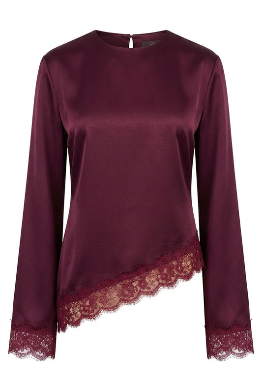 Satin Spitzen Bluse