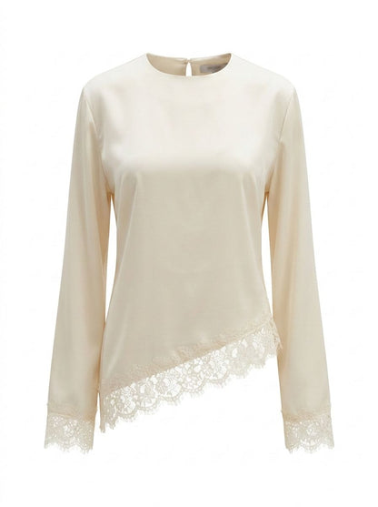 Satin Spitzen Bluse
