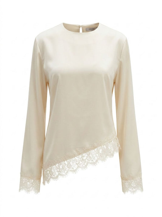 Satin Spitzen Bluse