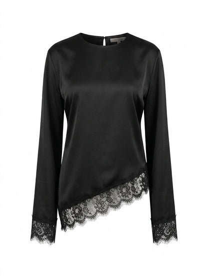 Satin Spitzen Bluse
