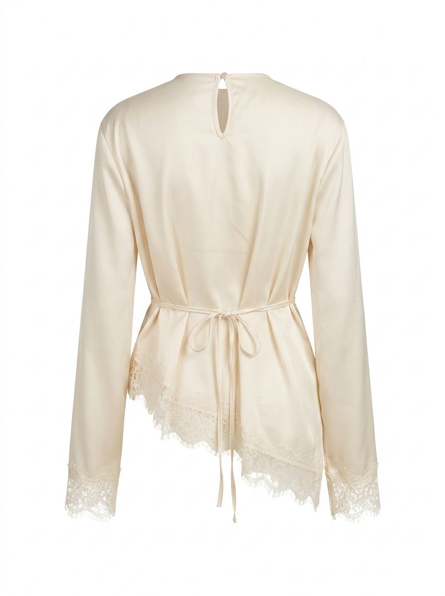 Satin Spitzen Bluse