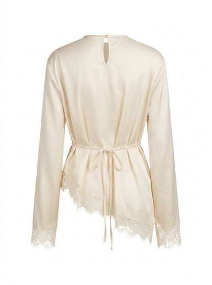 Satin Spitzen Bluse